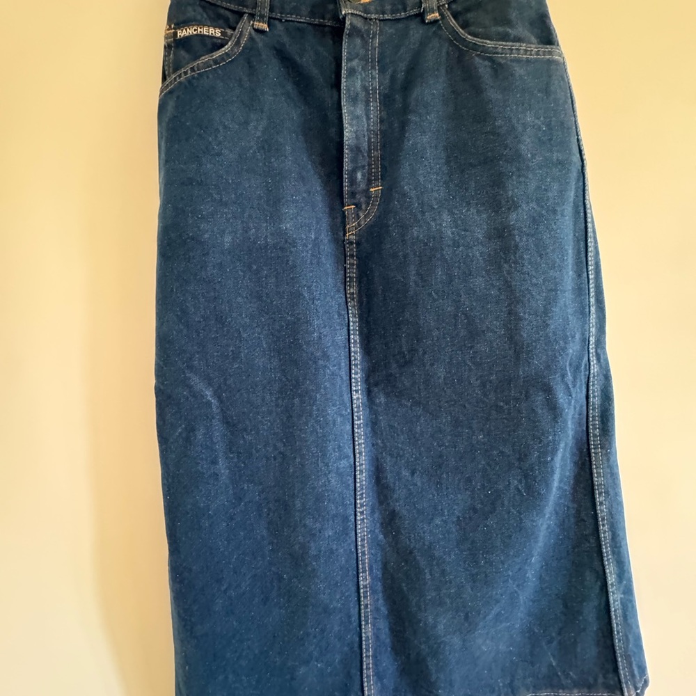 Vintage Blue Denim Midi Skirt
